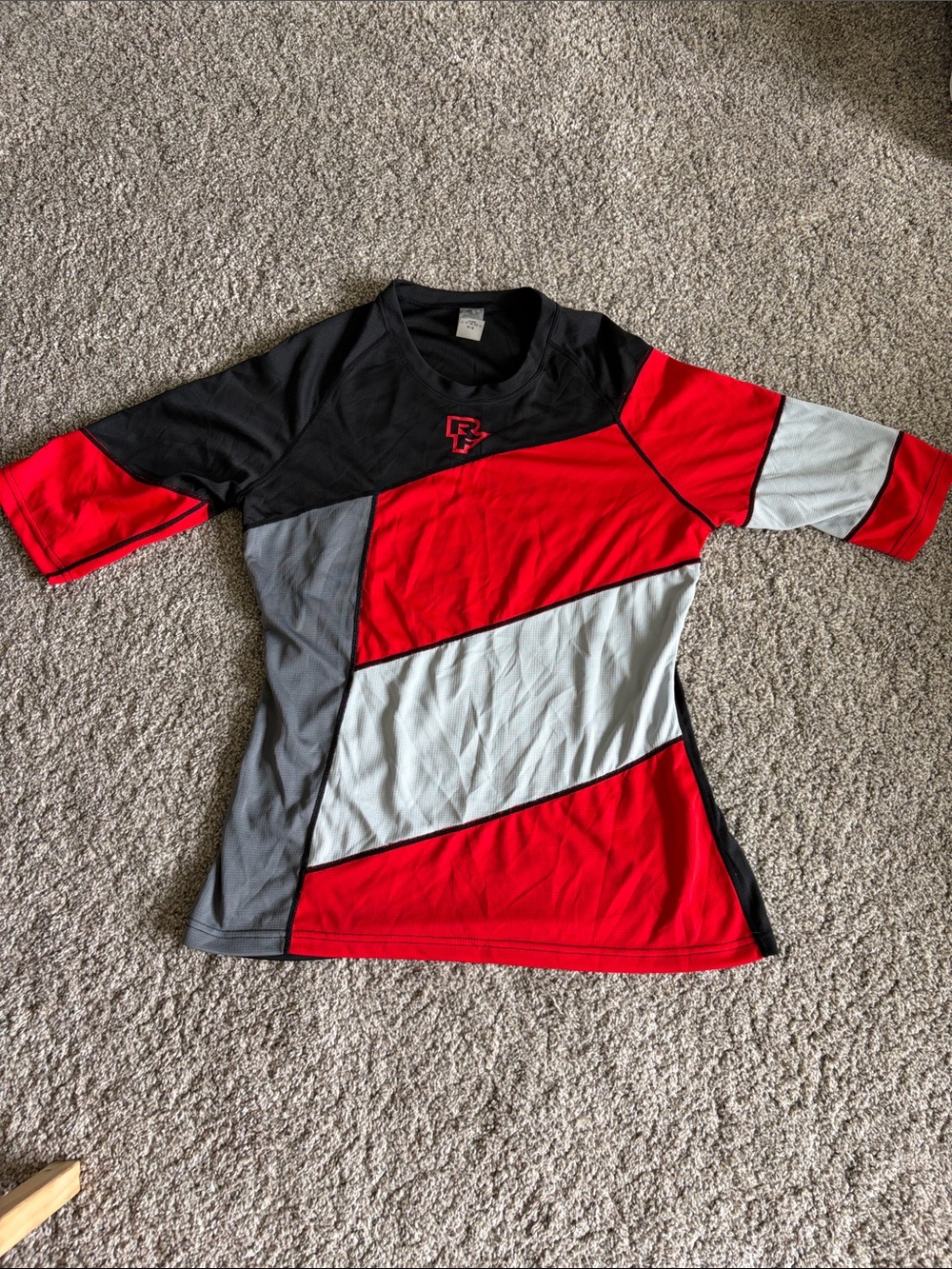 Raceface Red, Black & Gray Colorblock Athletic Jersey with Chest Logo